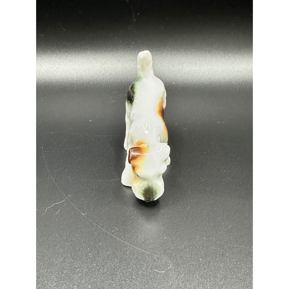 Vintage Japan Porcelain Wire Fox Terrier Dog Figurine Miniature Hand Painted